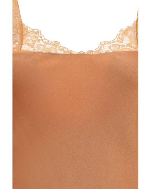 Forte_forte Brown Satin Maxi Dress With Lace Trims