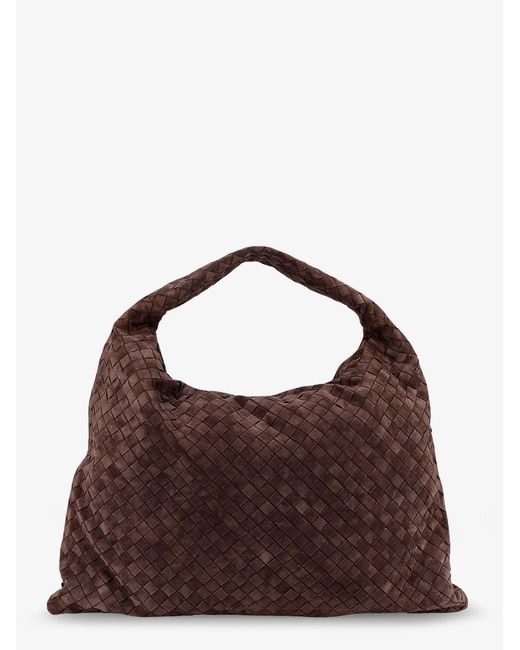 Bottega Veneta Brown Hop Suede Shoulder Bag With Intrecciato Motif