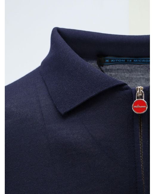 Kiton Blue Wool Polo Shirt for men