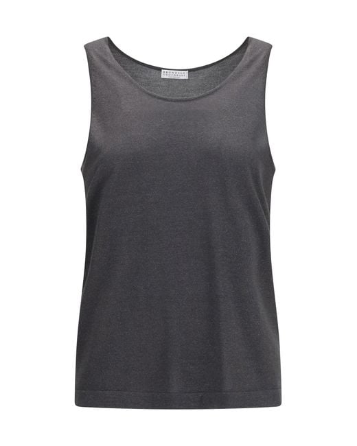Brunello Cucinelli Gray Luminous Knit Tank Top