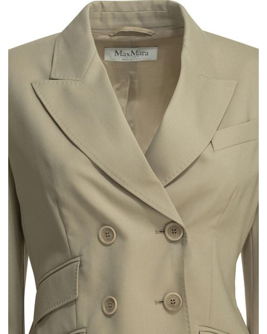 Max Mara Green Virgin Wool Mohair Silk Acetate Polyester Double-Breasted Wool Blazer