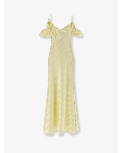 Self-Portrait White Self Portrait Striped Satin Long Dress