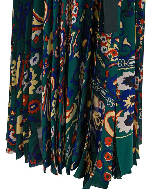 Sacai Blue Floral Print Skirt