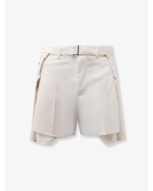 Sacai White Double Fabric Shorts