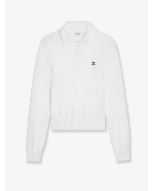 Céline White Cotton Polo Shirt