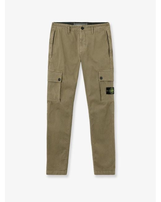 Stone Island Green Cotton Blend Cargo Trousers for men
