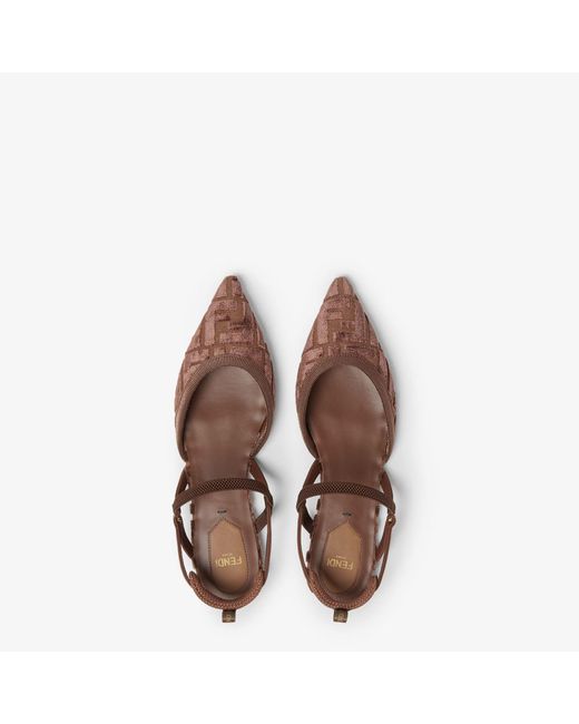 Fendi Brown "Colibrì Lite" Slingback Ballets Flat