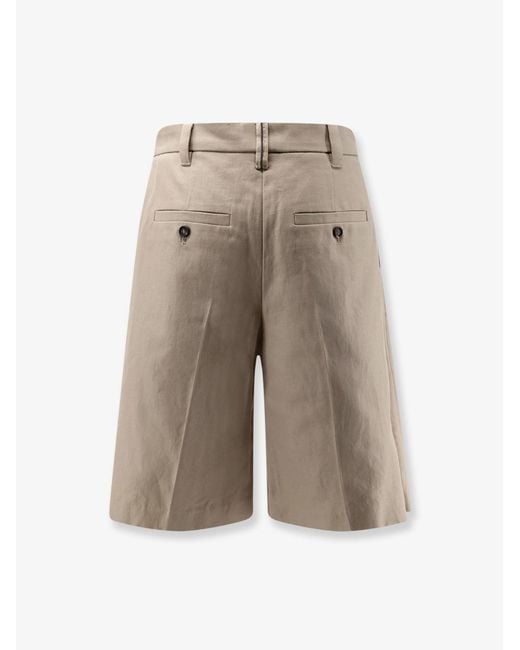 Brunello Cucinelli Natural Cotton And Linen Shorts