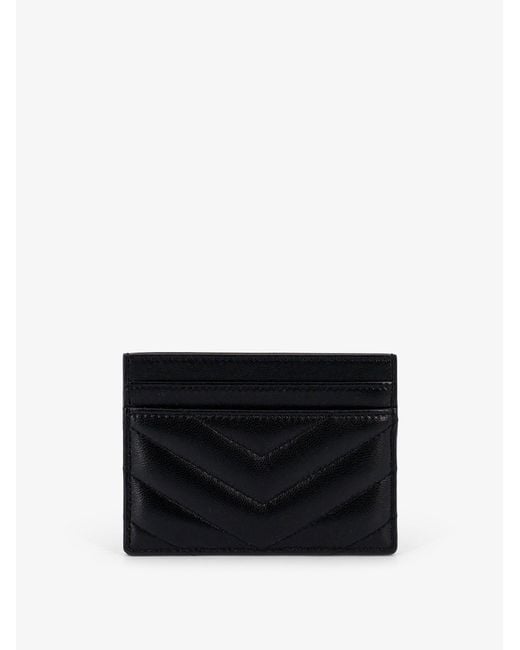 Saint Laurent Black Cassandre Leather Card Holder