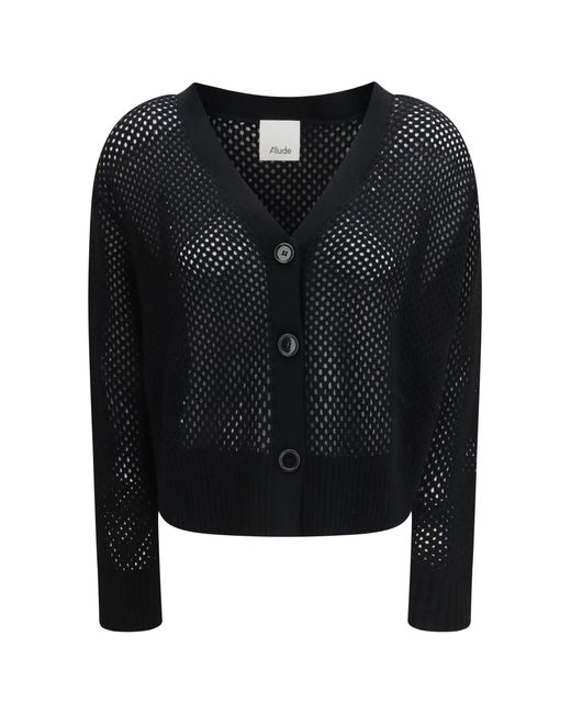 Allude Black Cardigan V-Neck Buttoned