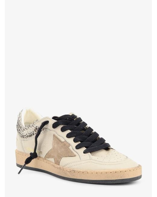 Golden Goose Deluxe Brand Natural Ballstar Leather Sneakers With Iconic Side Logo