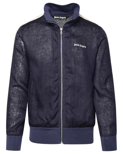 Palm Angels Blue Linen Sporty Jacket for men