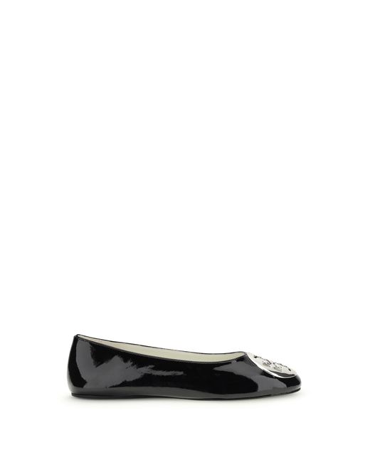 Tory Burch Black Ballet Flats Reva Patent Leather