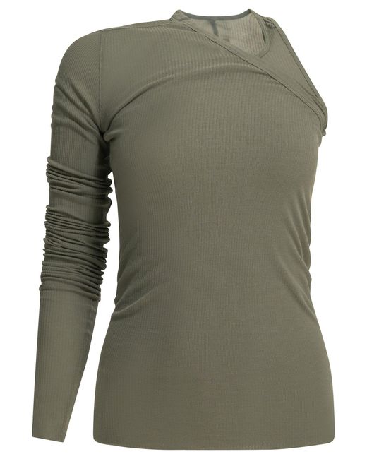 Rick Owens Green "Banana" One-Shoulder Tank Top