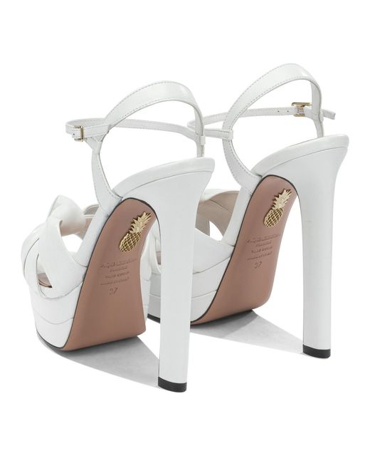 Aquazzura White "Nina Plateau 130 Mm" Heeled Sandals