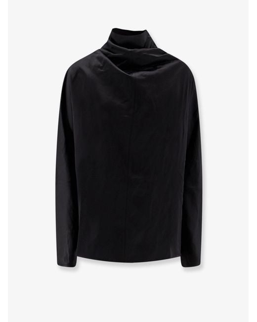 Totême Black Cowl Neck Viscose And Linen Shirt