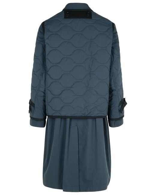 Sacai Blue 'Quilted' Polyester Parka for men