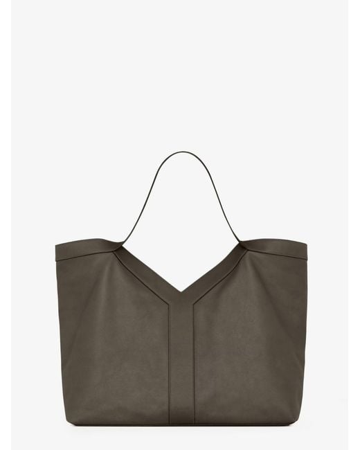 Saint Laurent Gray Y Oversize Leather Tote Bag for men