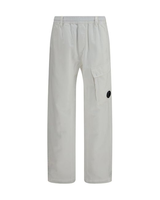 C P Company Gray Cotton Rip-Stop Boxy Lens Cargo Pants for men