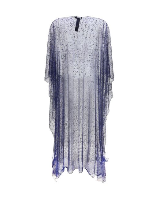 Giorgio Armani Blue Long Tulle And Crystal-Embellished Poncho