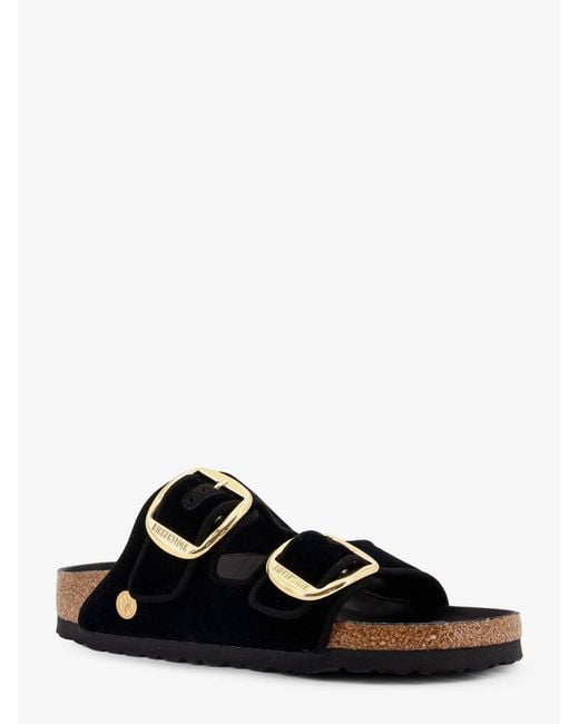 Birkenstock Black Arizona Big Buckle Velvet Sandals
