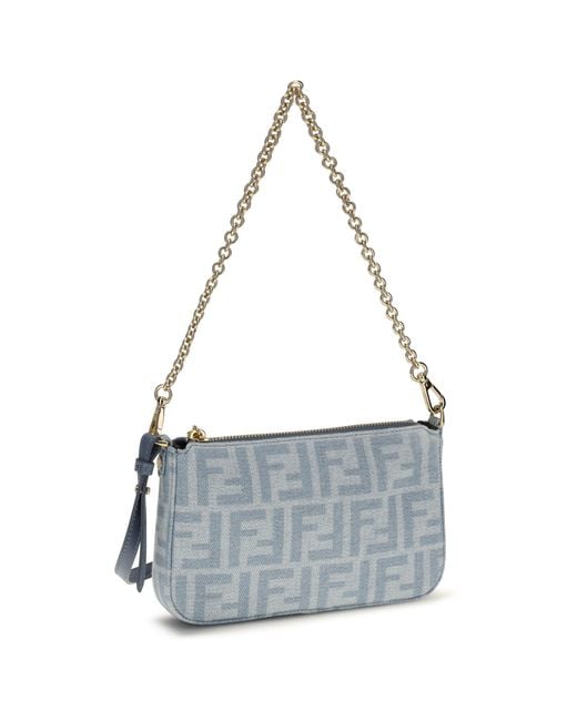 Fendi White Denim Baguette Clutch
