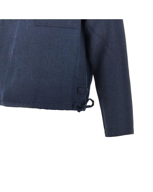 Arte' Blue Linen Qur-Zip Pullover for men