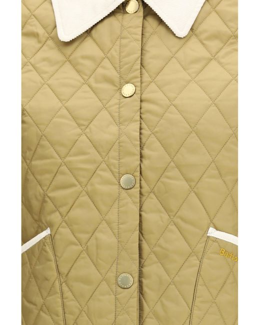 Barbour Metallic Quilted Jacket Liddesdale Cropped Sand/Pearl