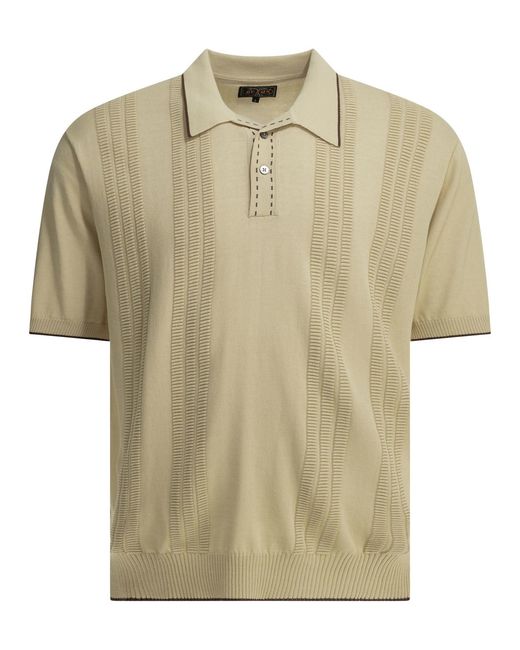 Beams Plus Natural Textured Knit Button-Down Polo Shirt for men