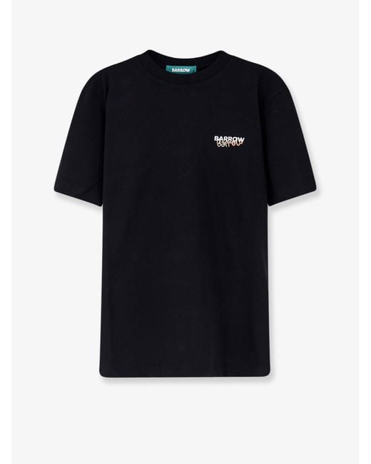 Barrow Black Cotton T-Shirt With Frontal Logo Print for men