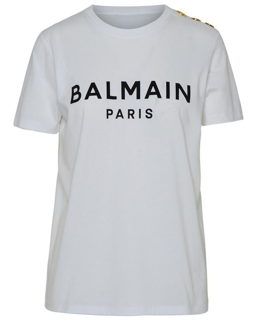 Balmain Gray Cotton T-Shirt