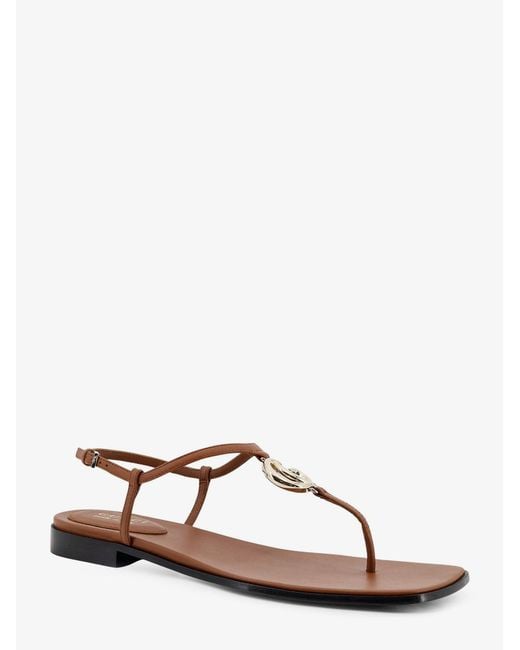 Gucci Natural Lifford Leather Sandals With Metal Gg Logo
