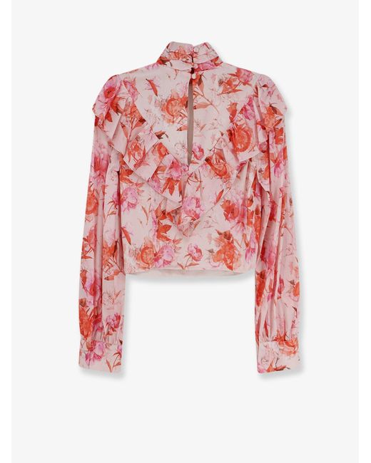 ACTUALEE Red Printed Cotton Shirt