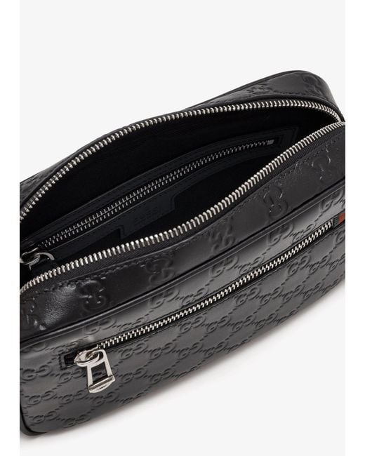 Gucci Black Gg Emblem Crossbody Bag for men