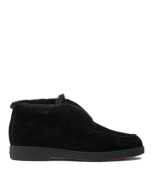 Santoni Black Fortune Loafers