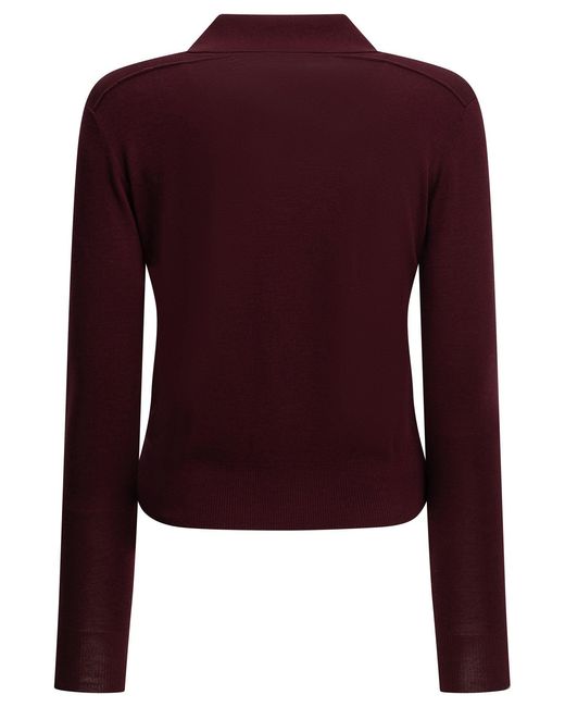 Burberry Red Wool Polo Sweater Bordeaux