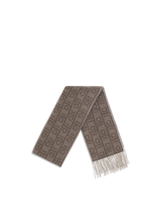 Ferragamo Gray Monogram Scarf