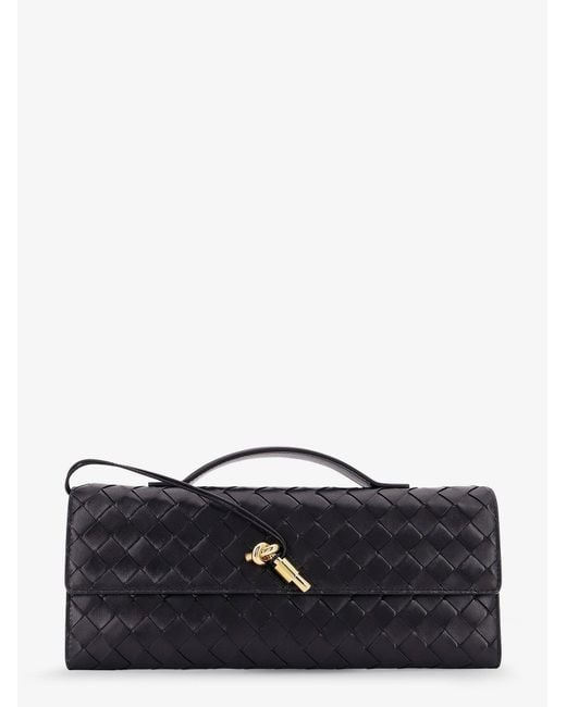 Bottega Veneta White Andiamo Leather Clutch With Intrecciato Pattern