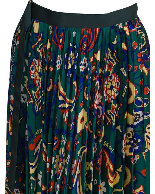 Sacai Blue Floral Print Skirt