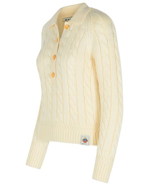 Bally Natural Ivory Extrafine Merino Wool Sweater