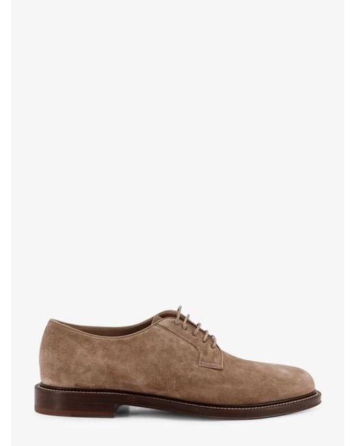 Brunello Cucinelli Brown Lace-Up Shoes Suede for men
