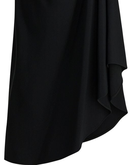 Givenchy Black Draped Crepe Cady Midi Skirt