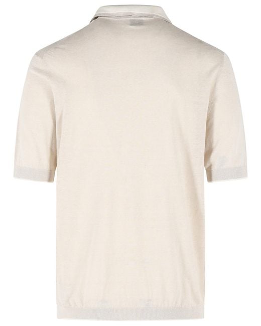 Eleventy Natural Linen Blend Polo Shirt for men