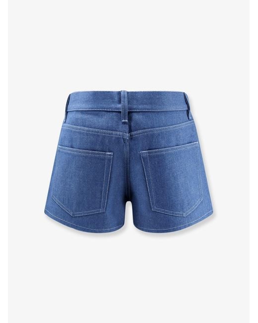 Gucci Blue Cotton Shorts With Frontal Iconic Horsebits
