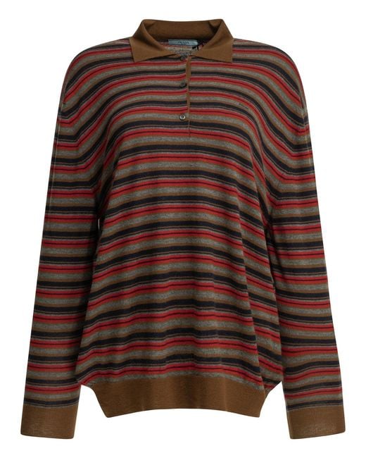 Prada Brown Cashmere Polo Sweater