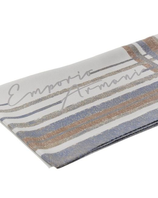 Emporio Armani Gray Silk Scarf With Print