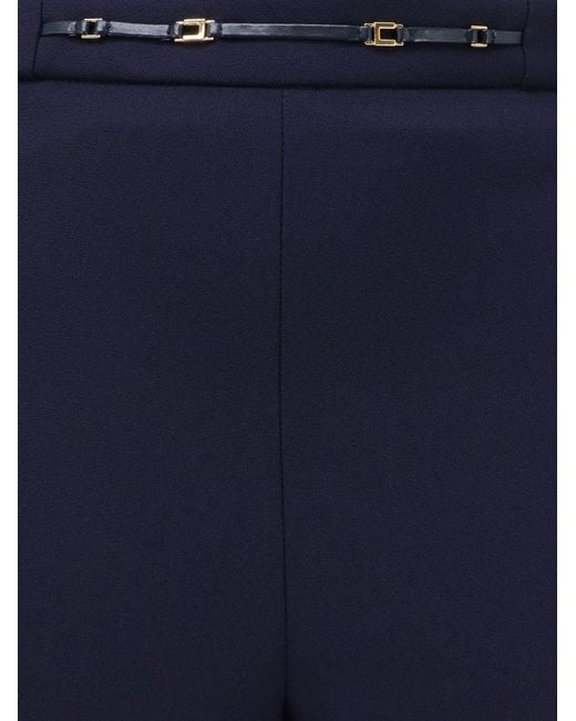 Elisabetta Franchi Blue Monogram Detail Trousers
