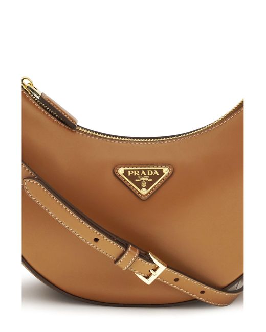 Prada Brown Small Arqué Shoulder Bag Cognac