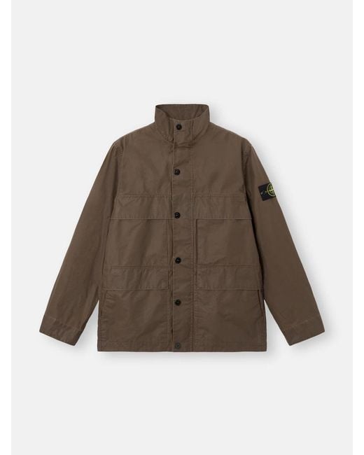 Stone Island Brown Waxed Cotton Jacket for men
