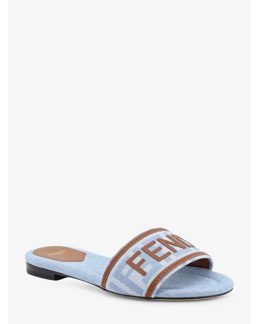 Fendi White Sunshine Ff Denim Sandals